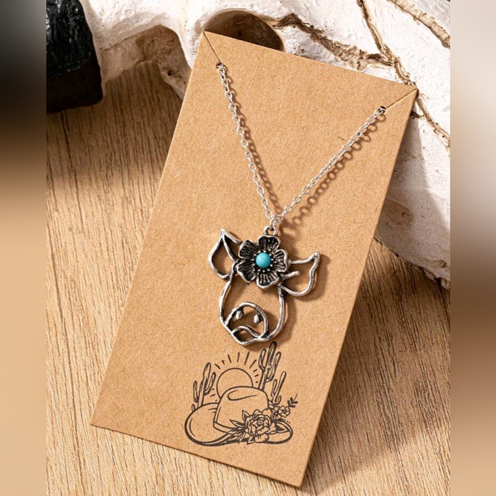 Metal Pig Pendant Necklace New!